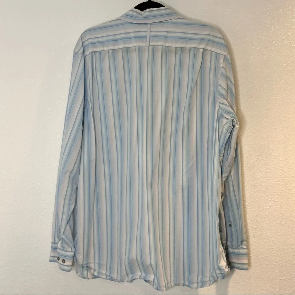 Banana Republic Blue Striped Dress Shirt Size XL 17- 17 1-2